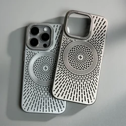 Hollow Mesh Heat Cooling for MagSafe Phone Case For iPhone 17 16 17pro Max 15 13 14 Pro 12 Wireless Charging Ultrathin PC Cover