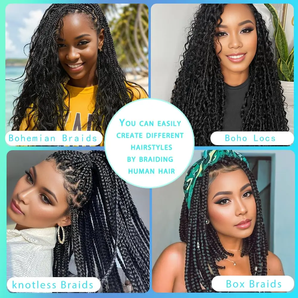 ธรรมชาติ Curly Bulk Braiding Hair 100% มนุษย์ผมไม่มี Weft Boho Braids Extensions Deep Wave บราซิล Virgin Hair จํานวนมาก