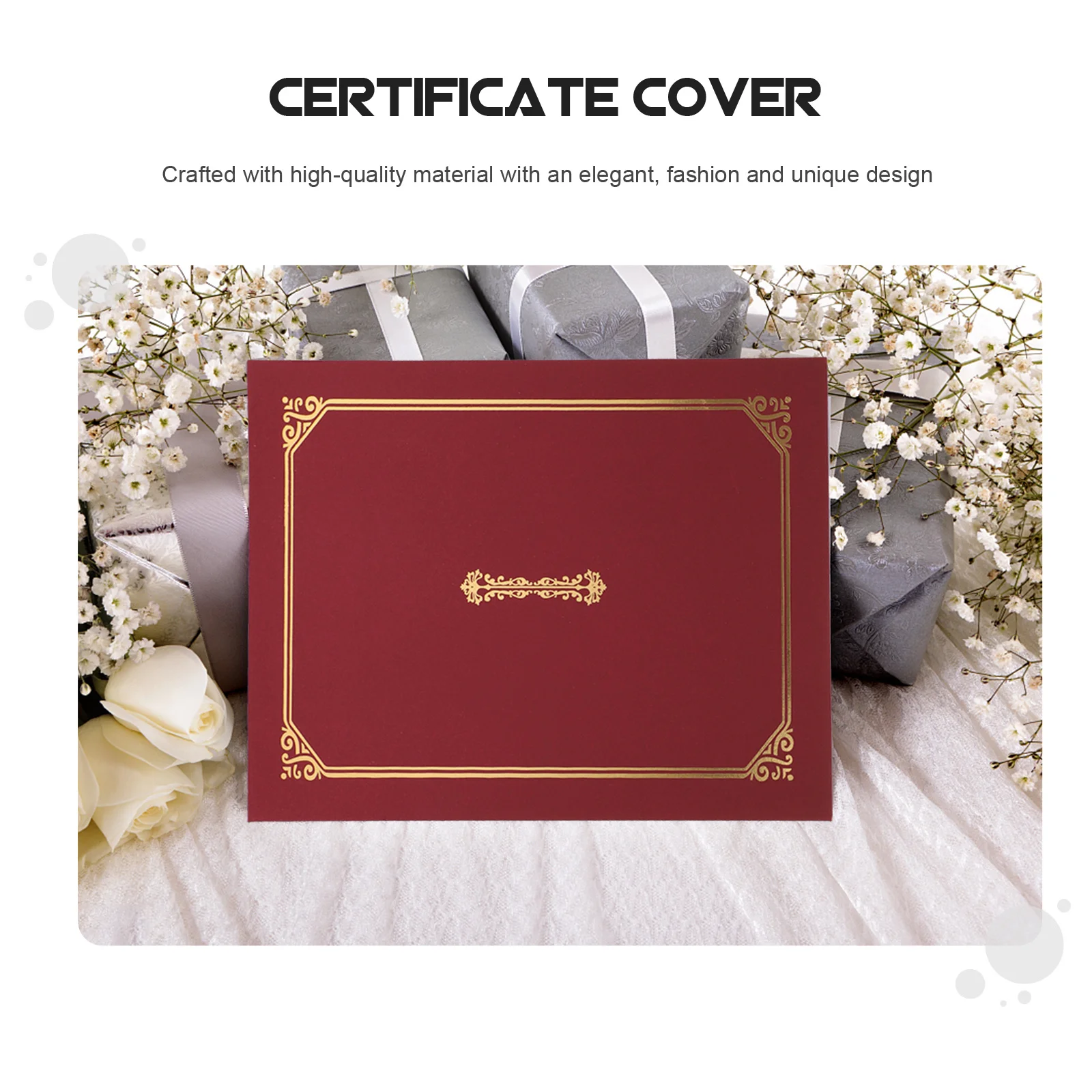 

5Pcs Paper Certificate Covers Document Holders Gold Stamped Award Diploma Holders Stylish Protective Frames for Office Home Use