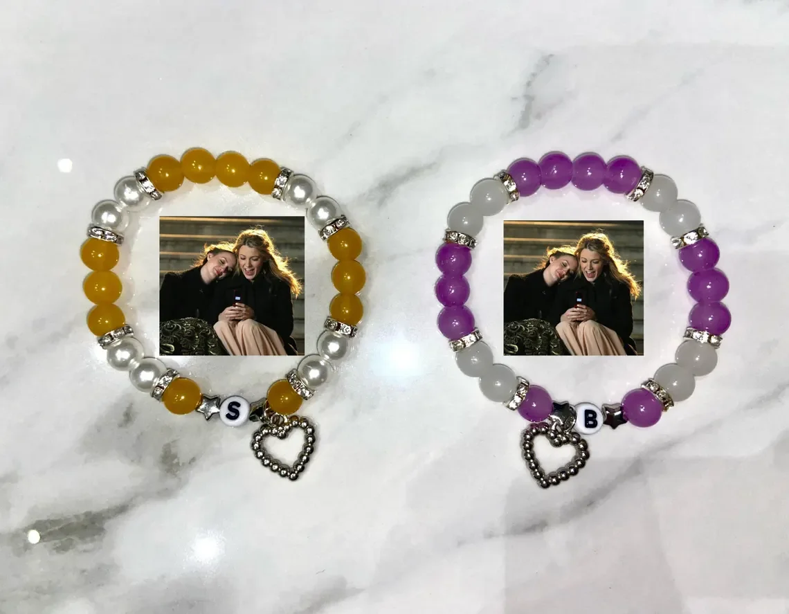 Gossip girlfriend inspiration pairing bracelet Serena and Blair pairing bracelet y2k handmade fashion jewelry