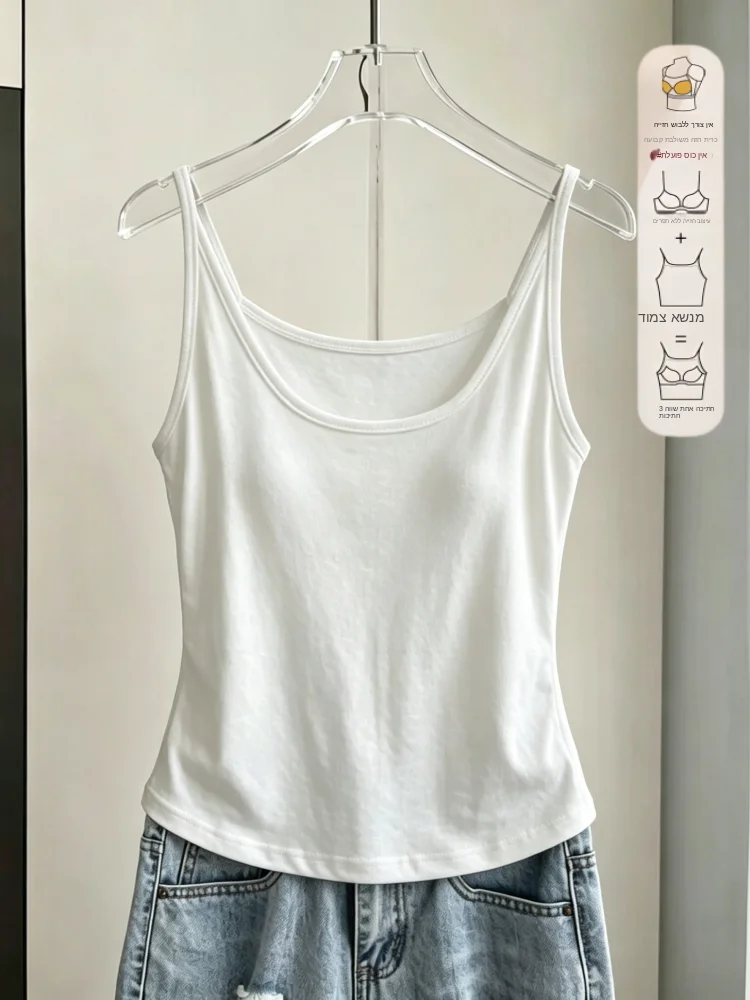 

Women's Summer Sleeveless Tank Top 95 Cotton Strap Vest plus Size Slim Fit Innerwear Outerwear Base Layer Color