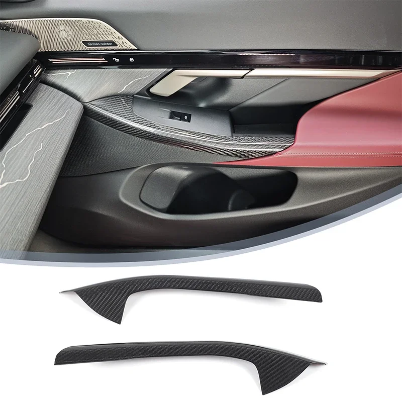 ألياف الكربون الحقيقية 2 قطعة لسيارات BMW 5 Series G60 2024 + زجاج السيارة رفع الإطار الخارجي لوحة ملصقات الزخرفية الملحقات الداخلية