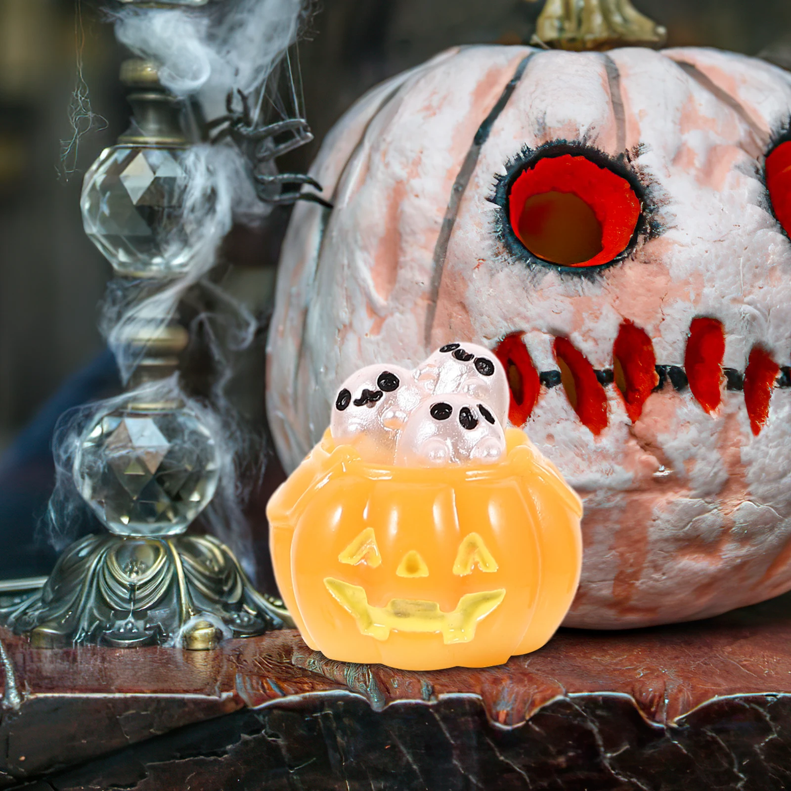 

5 Pcs Halloween Pumpkin Ornaments Decorations Mini Resin Tombstone Miniature