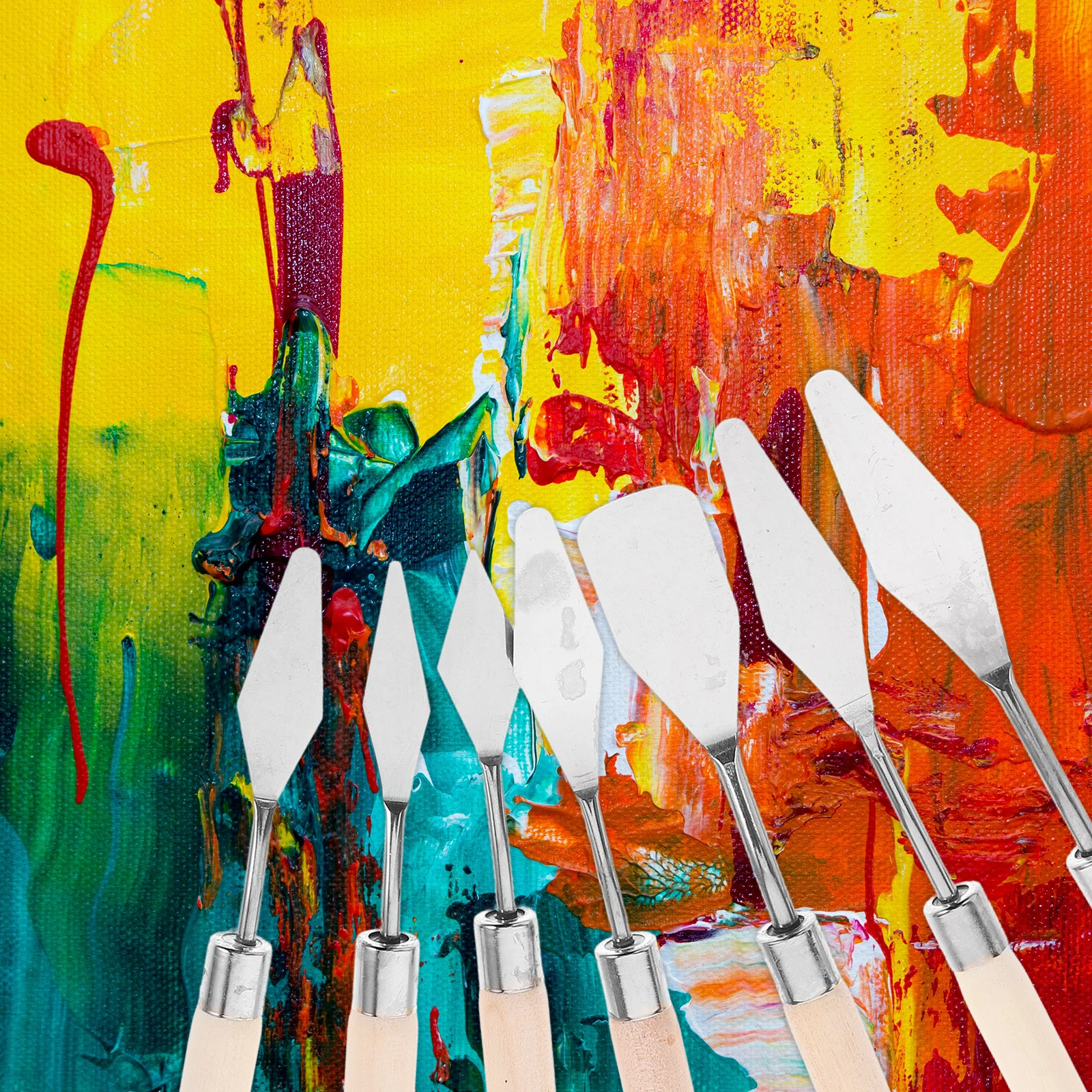 

7Pcs Palette Knife Set Stainless Steel Oil Painting Tools Durable Reliable Precise Mixing Application Artistic Growth