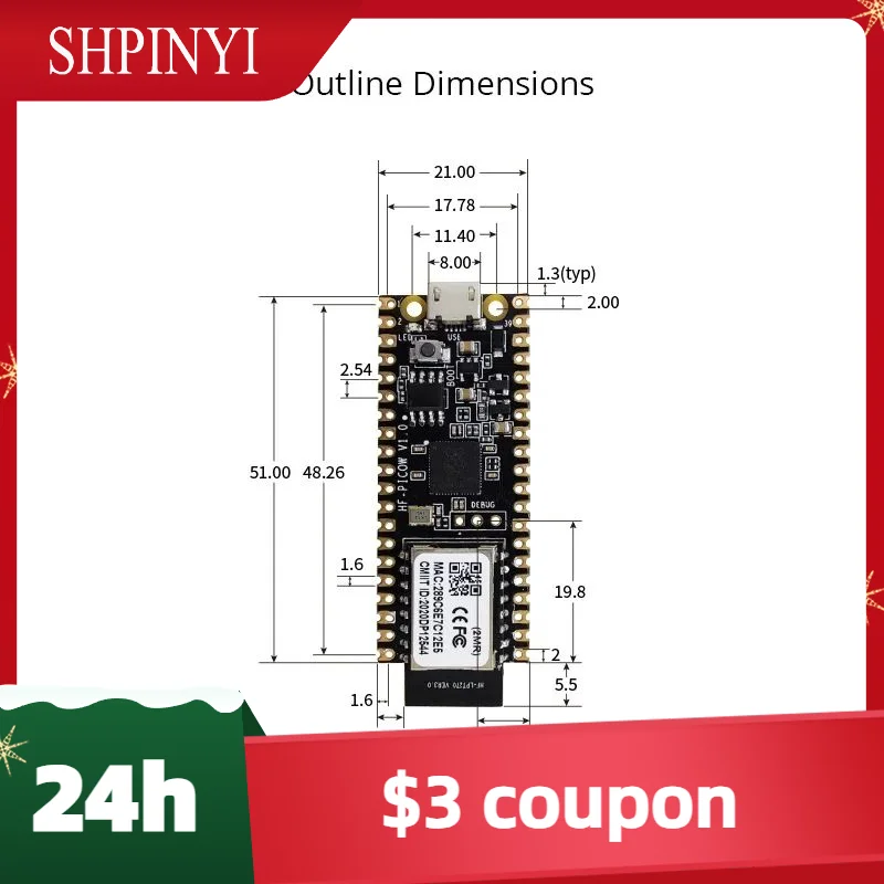 

Комплект макетной платы Raspberry Pi HF-PICOW Board RP2040, двухъядерный маломощный микрокомпьютер, высокая производительность с Wi-Fi и BLE