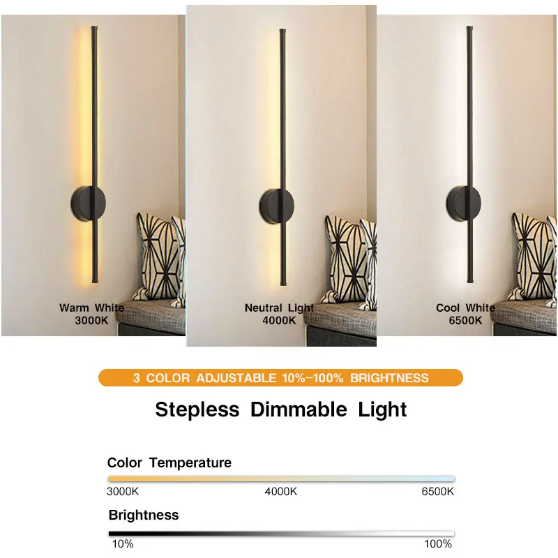 Wireless Battery Operated LED Wall Lights 3CCT USB Type-C Rechargeable Wall Sconce Touch Switch Dimmable Wall Lamp with RC