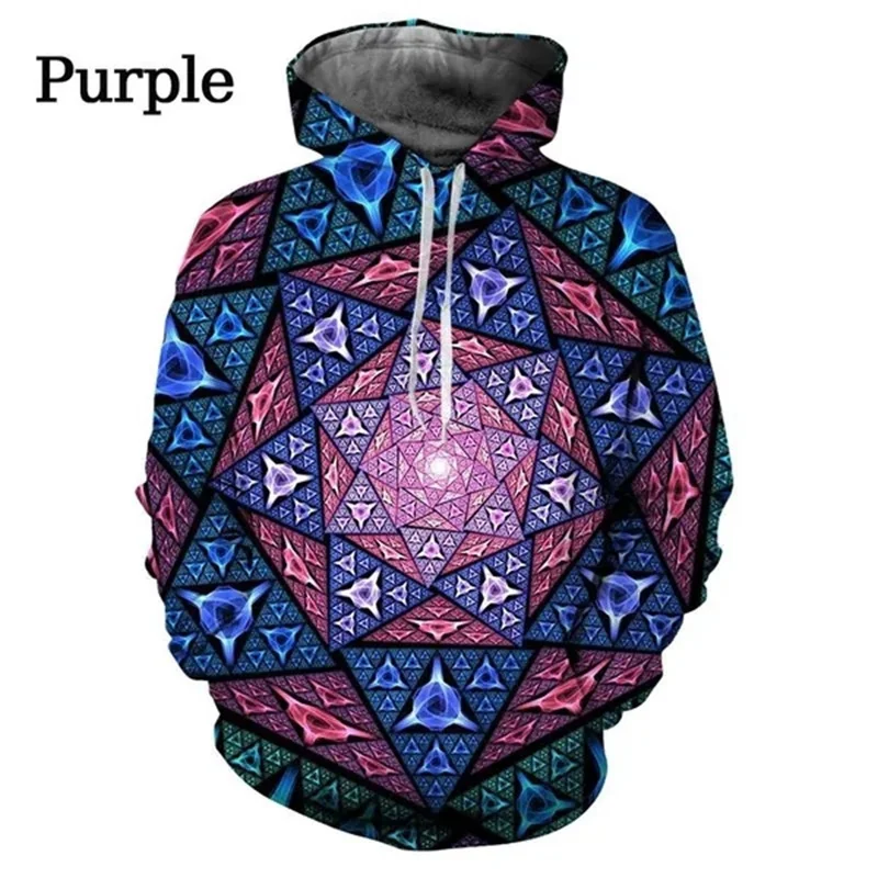 3D Printed Geometric Fragments Hoodie For Men Colorful Vertigo Hypnotic Pattern Pullovers Casual Long Sleeves Hoodies Sweatshirt