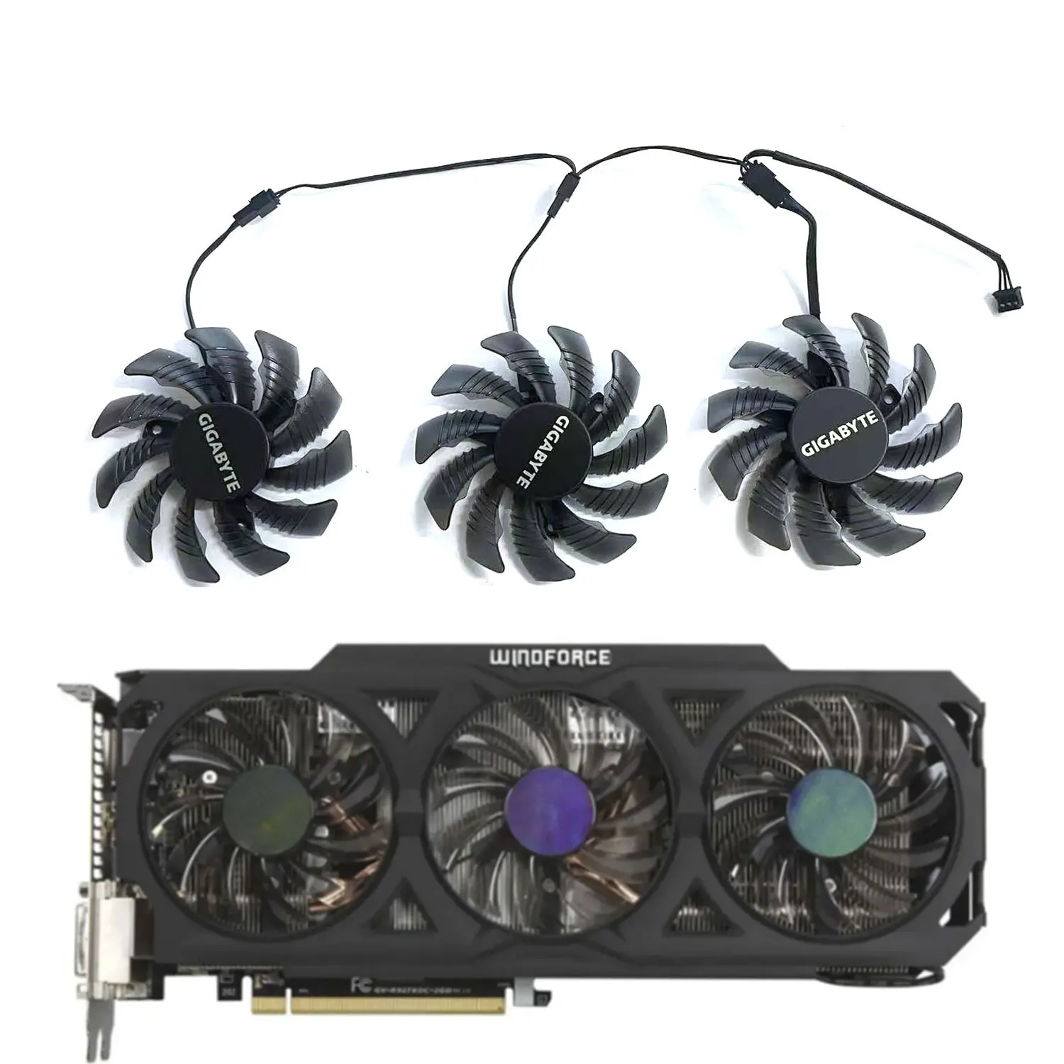 Kankeirr for Gigabyte AMD Radeon R9 270X 280X 290X WINDFORCE 3X graphics card fan 75MM 3PIN T128010SM PLD08010S12H