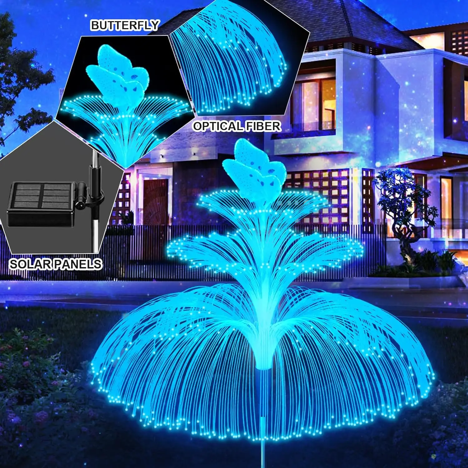 2/4/6 Pack Solar 3 Tier Butterfly Flower Lights Latest 7 Color Changing Butterfly For Christmas Pool Patio Garden Decoration