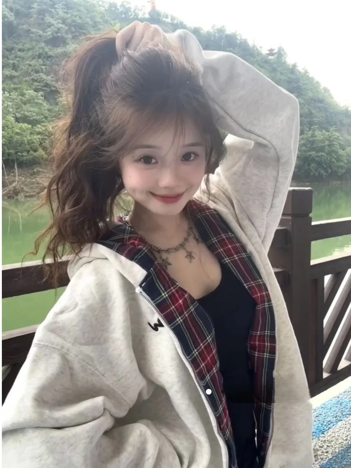 レトロアメリカンアイ チェック柄パーカー ジャケット レディース ゆったり 冬新作 スリムトップ 暖かい 通勤 スリム ロング丈 ジップアップ