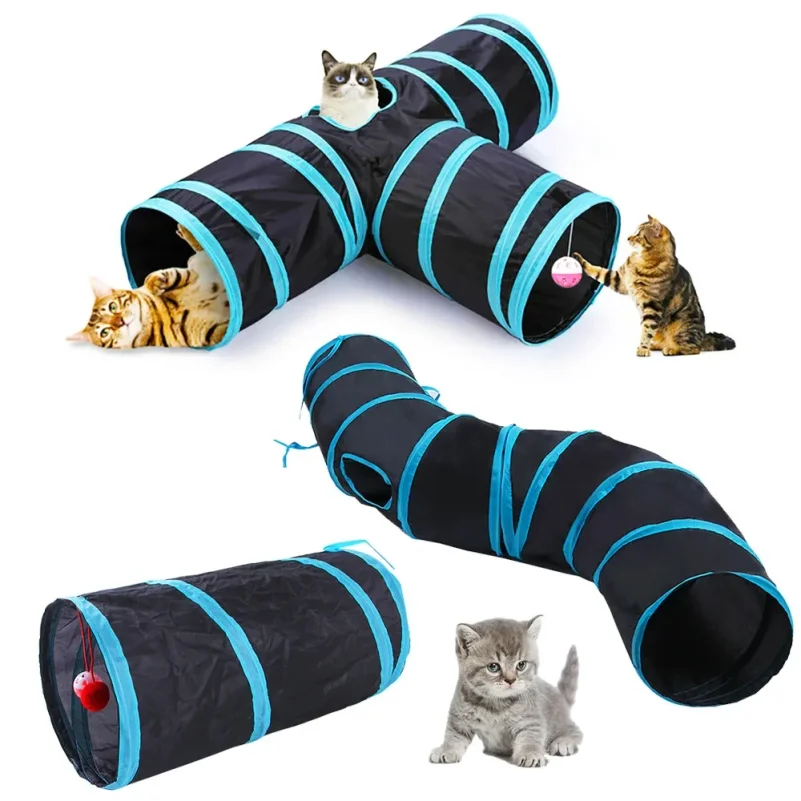 Tunnel pliable pour chat, accessoires pour animaux de compagnie, tunnel de jeu S T Y, jouet pour chat, tunnel respirant pour l'intérieur, avec papier bruyant