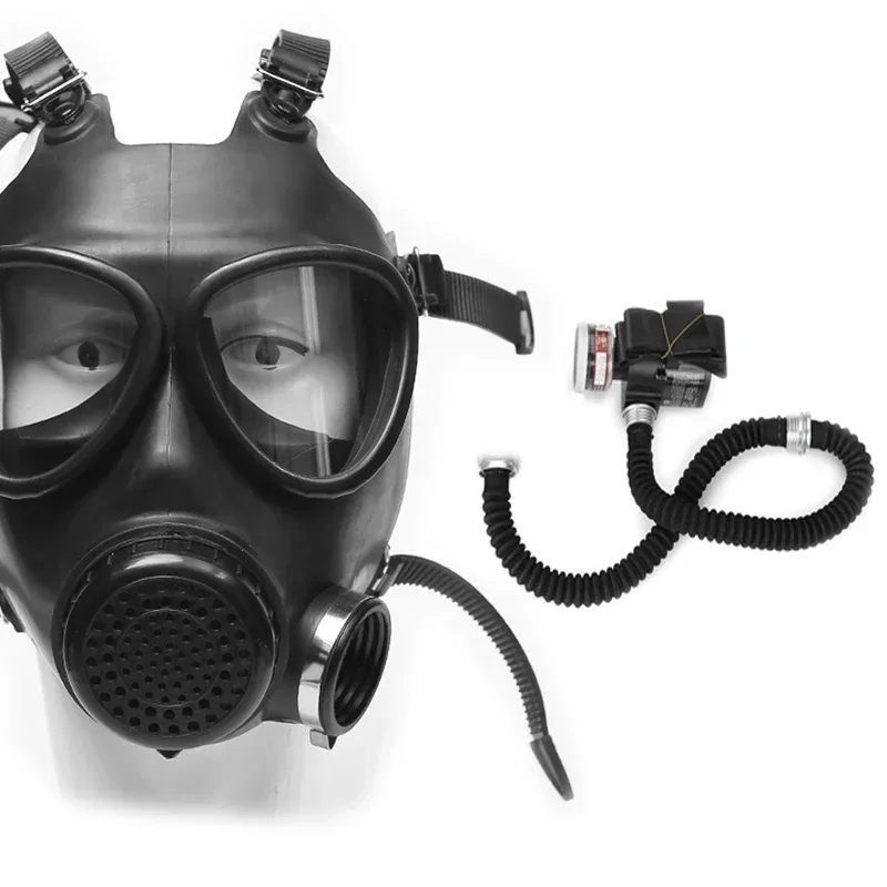 Type 87 Gas Mask Portable Electric Air Supply Rechargeable Long Tube Respirator Rubber Full Face Mask Formaldehyde Protection