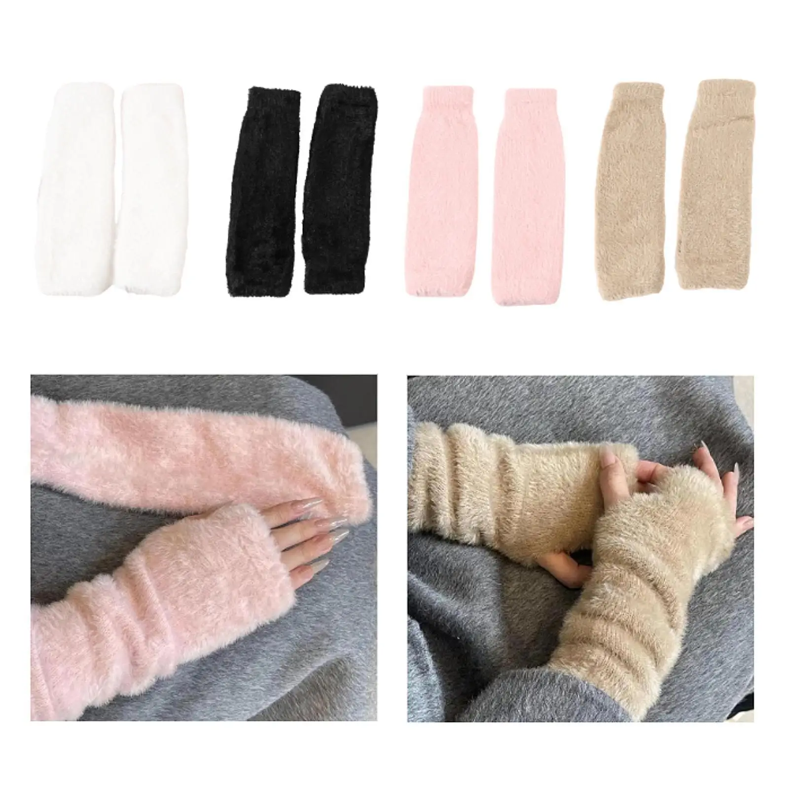 

Winter Warm Fingerless Gloves Wrist Mittens Soft Thermal Gloves Half Finger Gloves for Running Skiing Motorbike Painting Working
