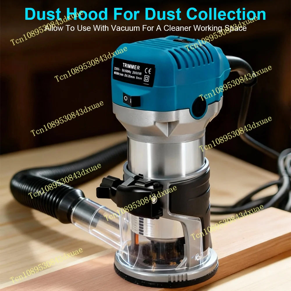 Adjustable Electric Wood Trimmer Router 2000W Woodworking Milling Cutter 6 Speed 6.35/8mm Collet for DIY Carpenter Tools 220V EU