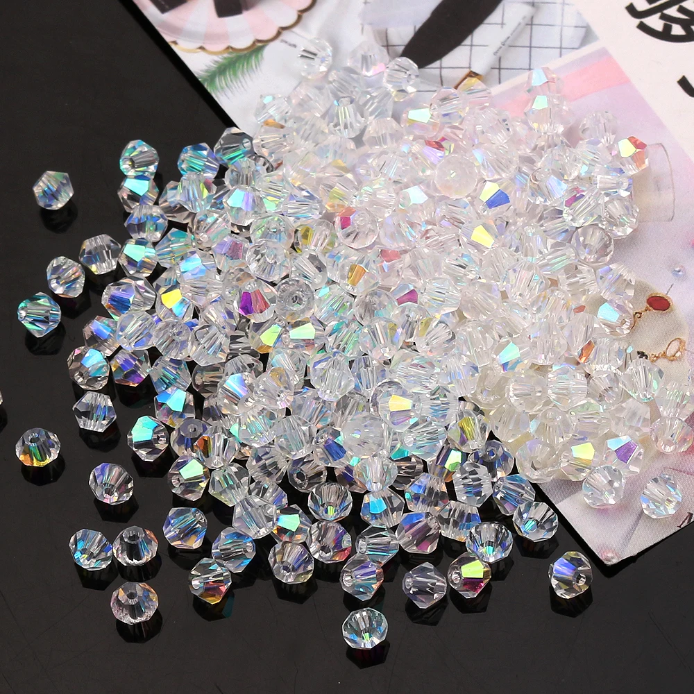 Faceted Glass Crystal Bicone Beads Loose Spacer for DIY Handmade Jewelry 2mm 3mm 4mm 6mm 8mm 10mm Bracelets Necklaces Earrings