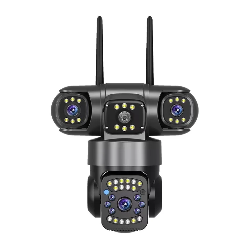 V380 6MP Triple Lens PTZ Outdoor Security Camera Three Screen IP Camera AI Auto Tracking Two-Way Audio IP66 Waterproof CCTV