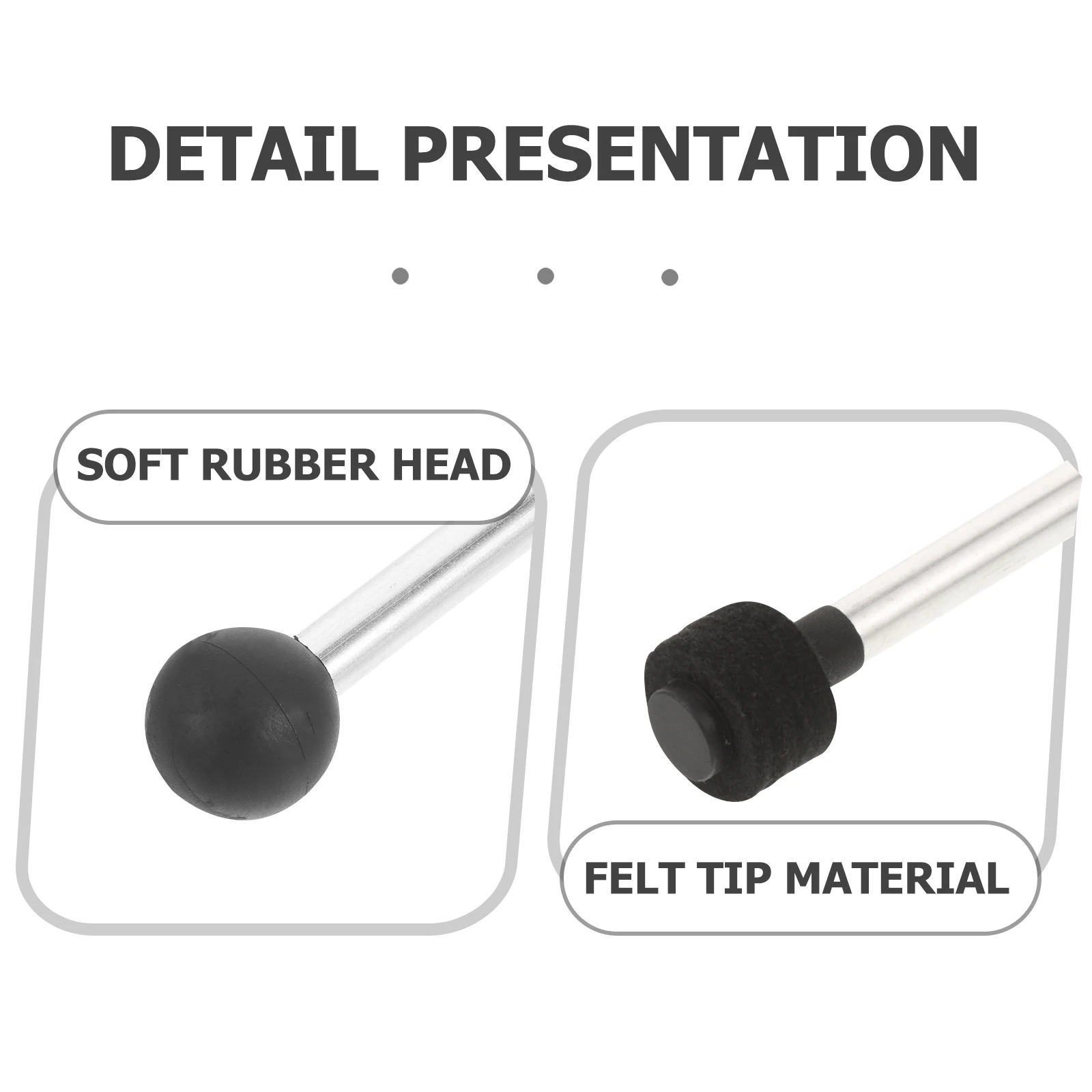 

2pcs Double-Head Marimba Mallets Rubber Tongue Drumsticks Durable Lightweight Percussion Drumstick Music Instrument Accessories