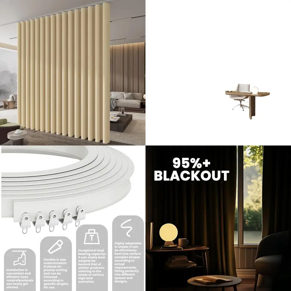 

Beige Privacy Blackout Curtain with White Ceiling Track, 106 Wide x 96 Long, 1 Piece