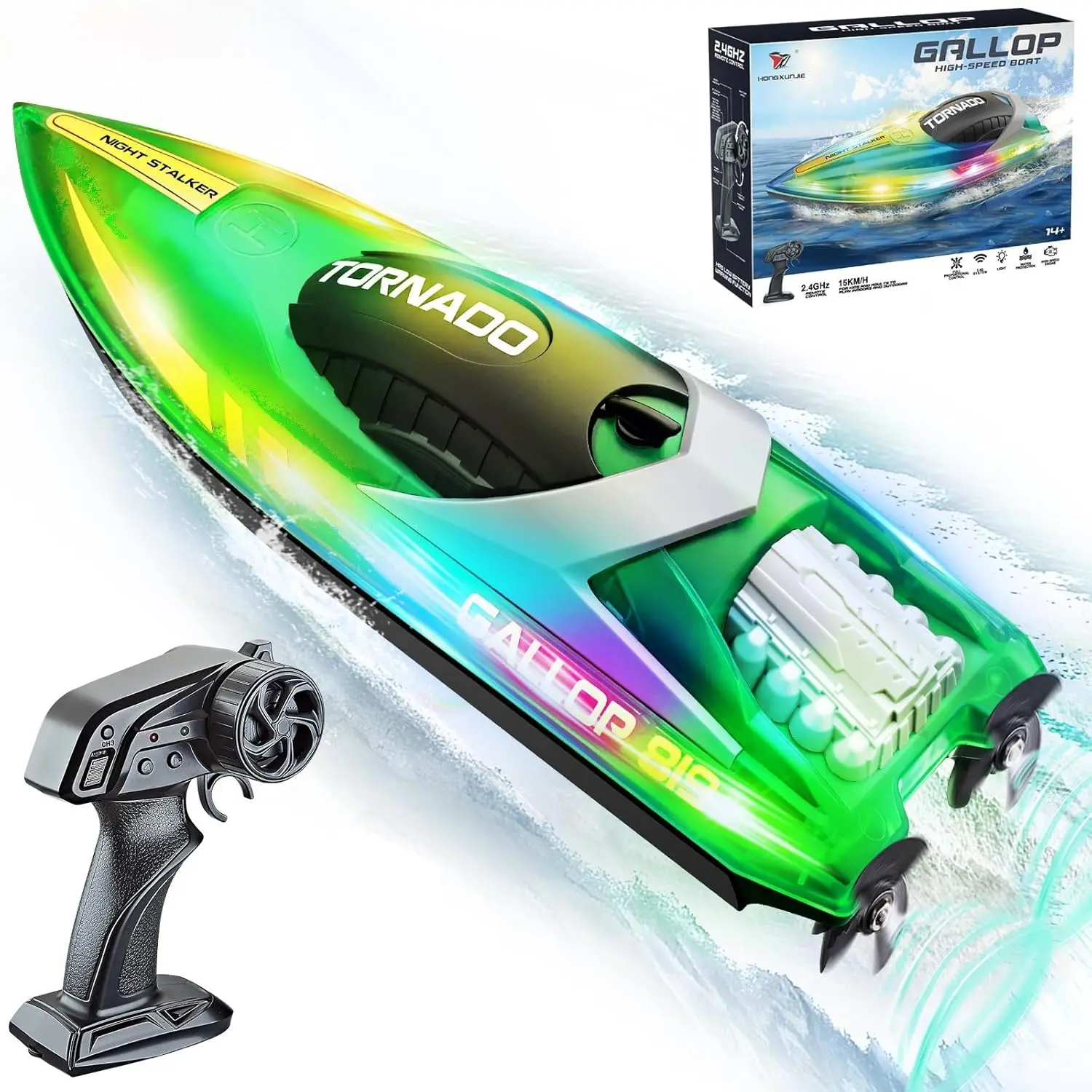 

HJ819 RC Boat 2.4Ghz 15km/h Remote Control High-Speed Racing Waterproof Electric Ship Water Speed Boat Children Model Toy
