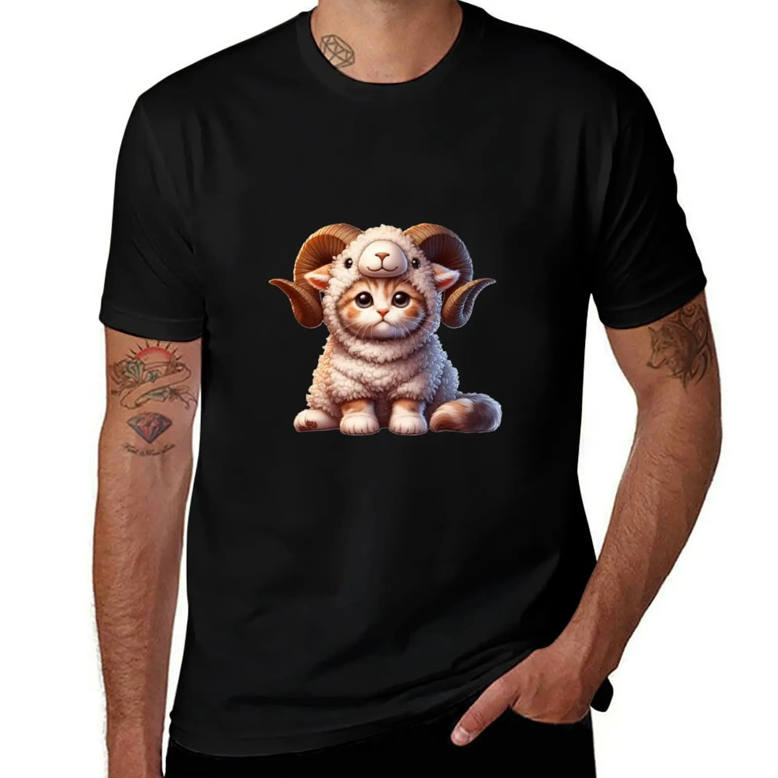 

Zodiac Kitten ARIES T-Shirt Funny t-shirts cotton graphic tees mens graphic t-shirts pack