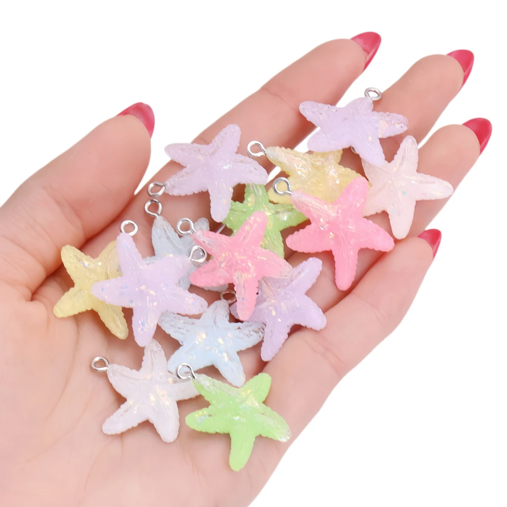 Resin Art Beach Theme - 10 adet renkli reçine denizyıldızı takılar