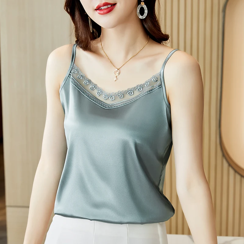 

Blouses for Women Fashion 2024 Summer New White V-Neck Tanks Corset Top Lace Sleeveless Woman Clothing Slim Solid Women Tops