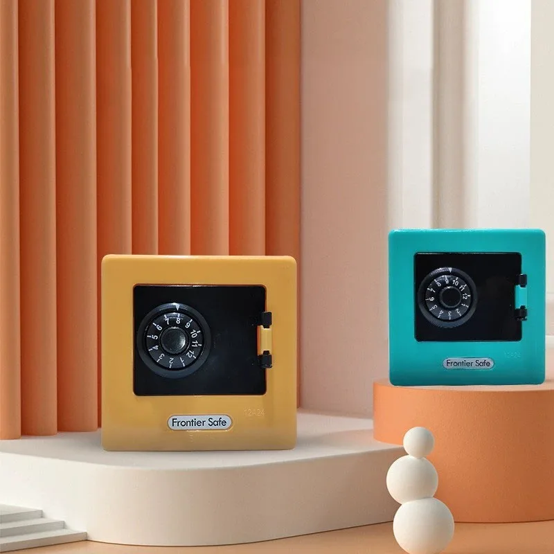 صندوق نقود بنك صغير مع كلمة مرور دوارة ، صندوق توفير ، إيداع تلقائي ، صحافة تلقائية ، آمنة ، هدية عيد الميلاد ، عملات معدنية