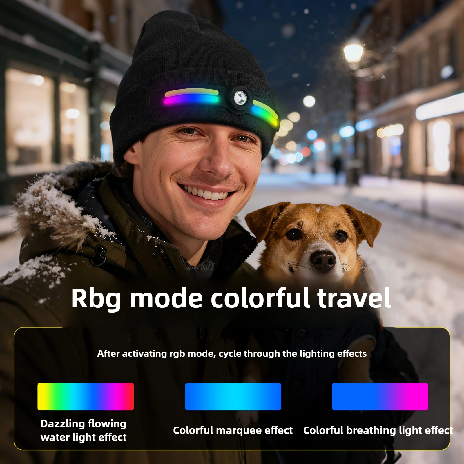 Casquette de casque avec lumière LED de sécurité Rechargeable, amovible, lavable, course de nuit, cyclisme, randonnée, éclairage coloré, cadeaux de noël