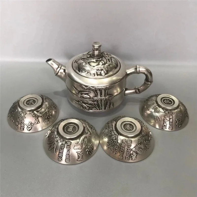 Antique copper kung fu teapot, tea bowl set for all seasons, decorative wine pot, special offer with free shipping