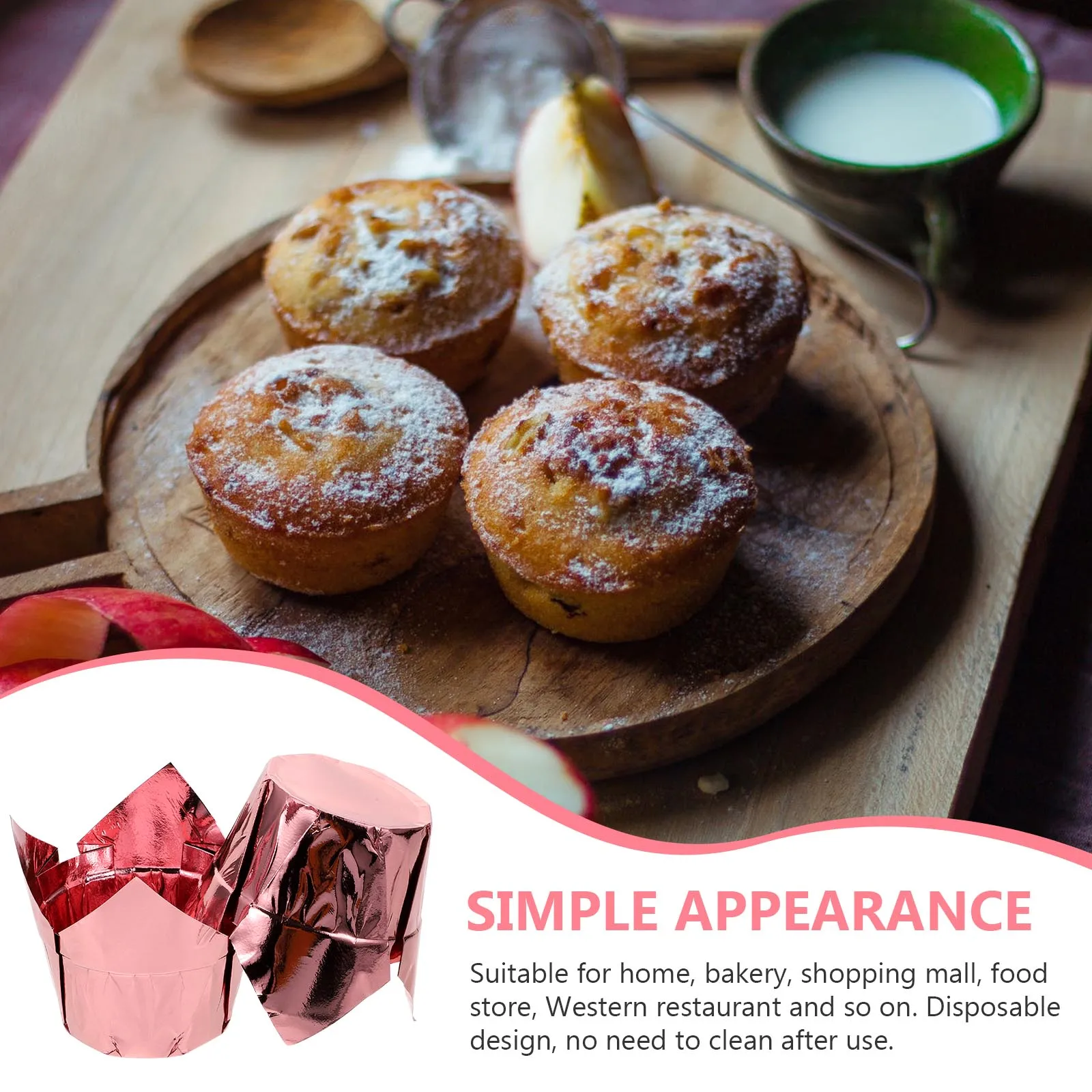 

50pcs Cake Paper Trays Disposable Baking Cups Oil-Proof Holders Heat Resistant Muffin Liners Cupcake Cups For Home Bakery