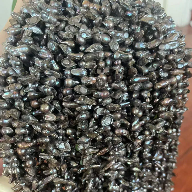 16 inches 11-13mm Black Natural Blister Pearls Loose Strand