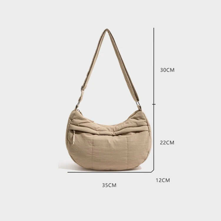 Picture 3: MABULA Nylon Simple Casual Large Capacity Crossbody Bag Commute Multi-functional Women's Bag Lightweight Solid Color Hobos Bag