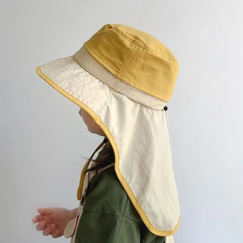 

39BB Kids Bucket Hat Fisherman Hat for Girls Kids Neck Flap Casual Hat for Sports Gym Mountain Camping Hat Outdoor Activity