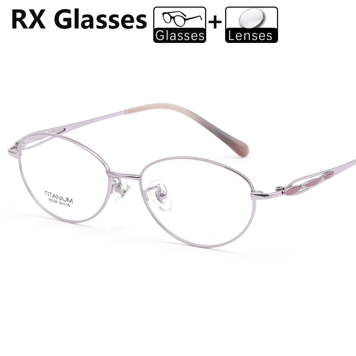 

RX With Lenses Prescription Glasses Fashion Women Pure Titanium Optical Frame Myopia Lenses Progressive Anti-Reflection Eyewear