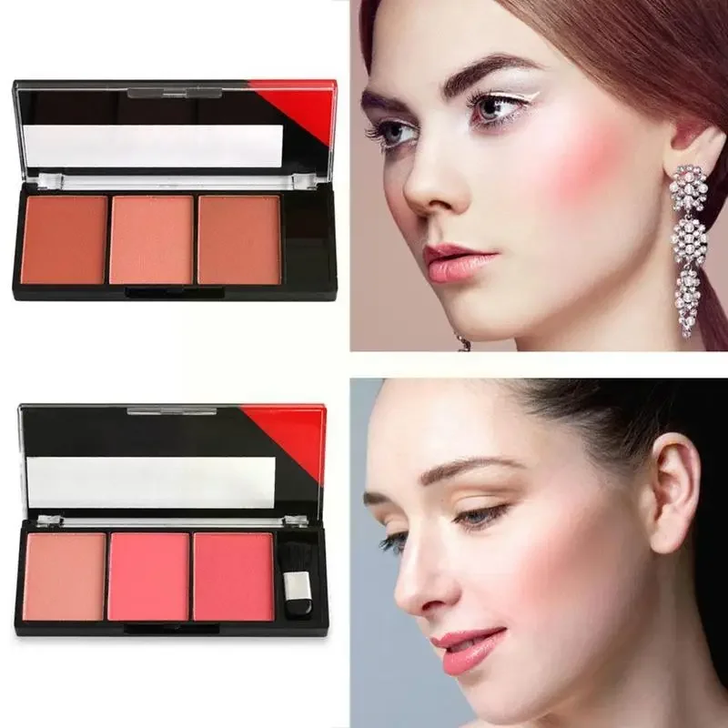 Palette de fard à joues pour le visage, blush naturel, facile à porter avec les femmes, pinceau de couleurs, poudre de maquillage