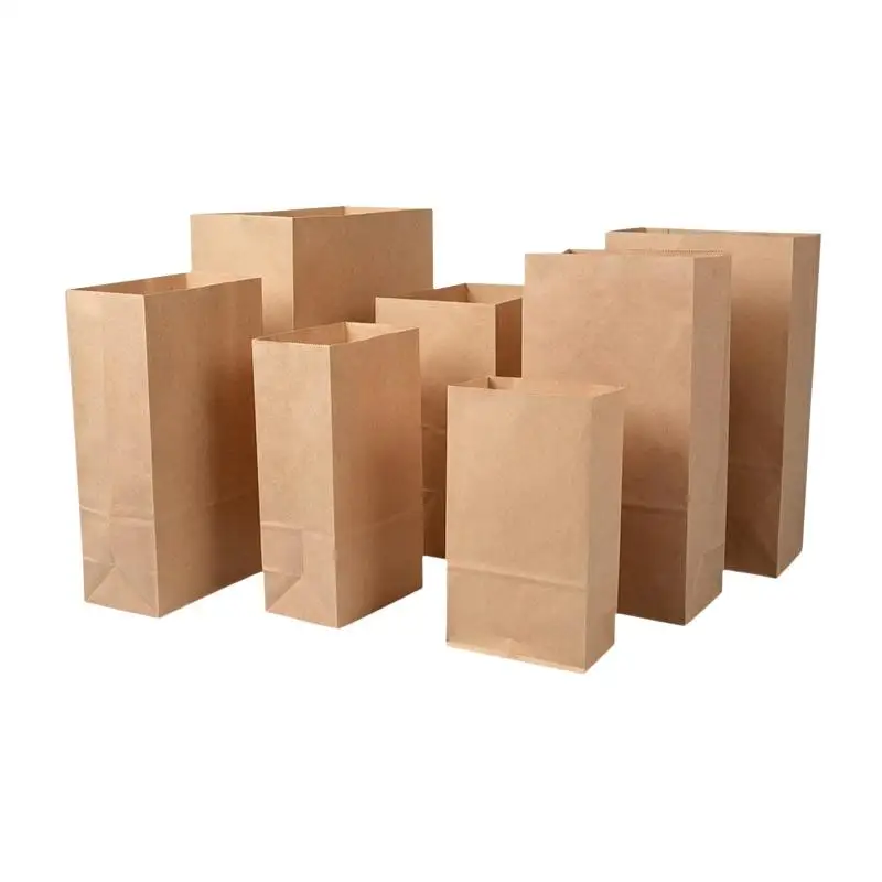 10 Stück Kraftpapiertüten mit Stabilem Quadratischem Boden in Verschiedenen Größen für Lebensmitteleinkäufe, Takeout und Einzelhandelsverpackungen – Detail 6
