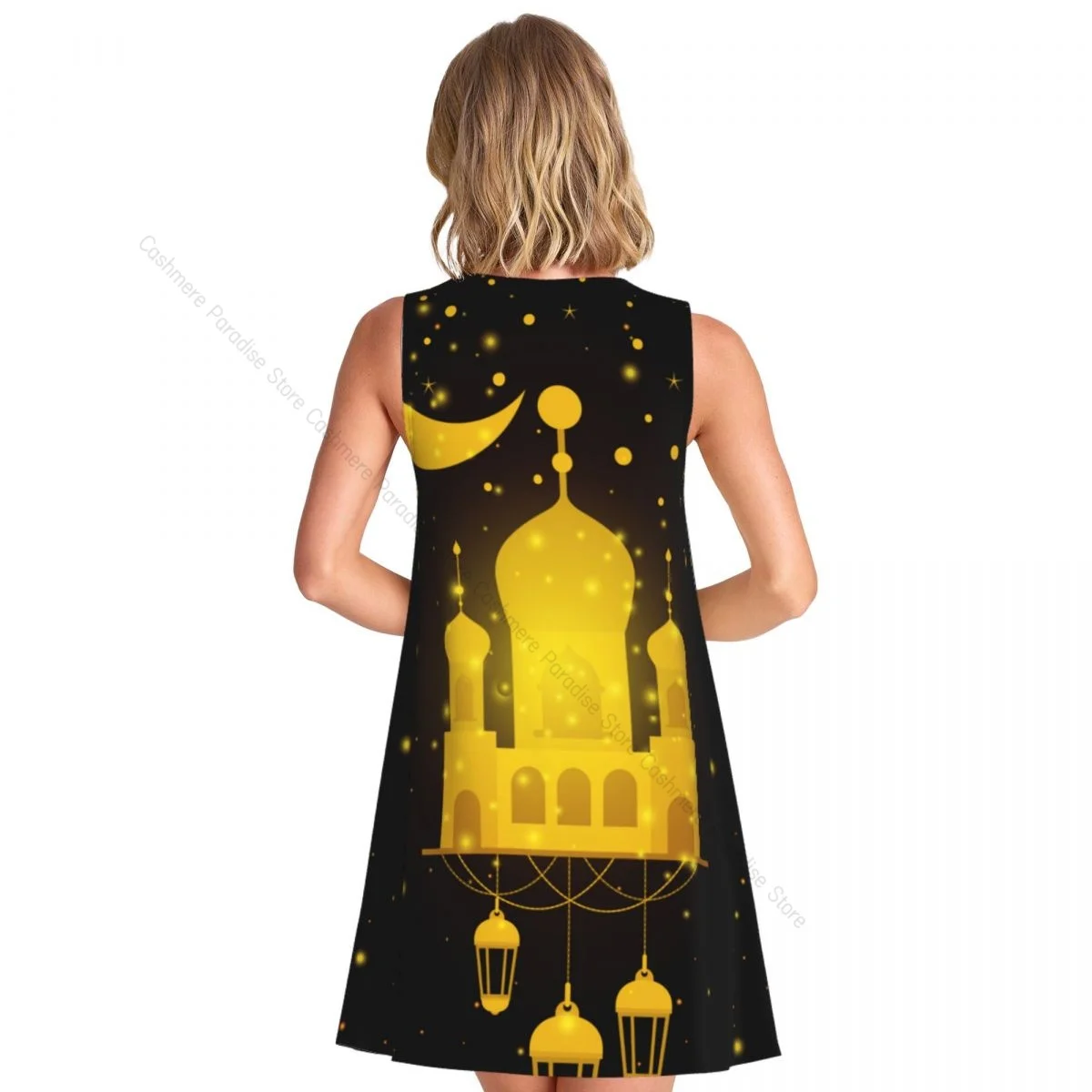 ชุดสตรี MubarakTemple Facade กับดวงจันทร์ฤดูร้อน Casual T เสื้อชุดชายหาด COVER UP Tank Dress