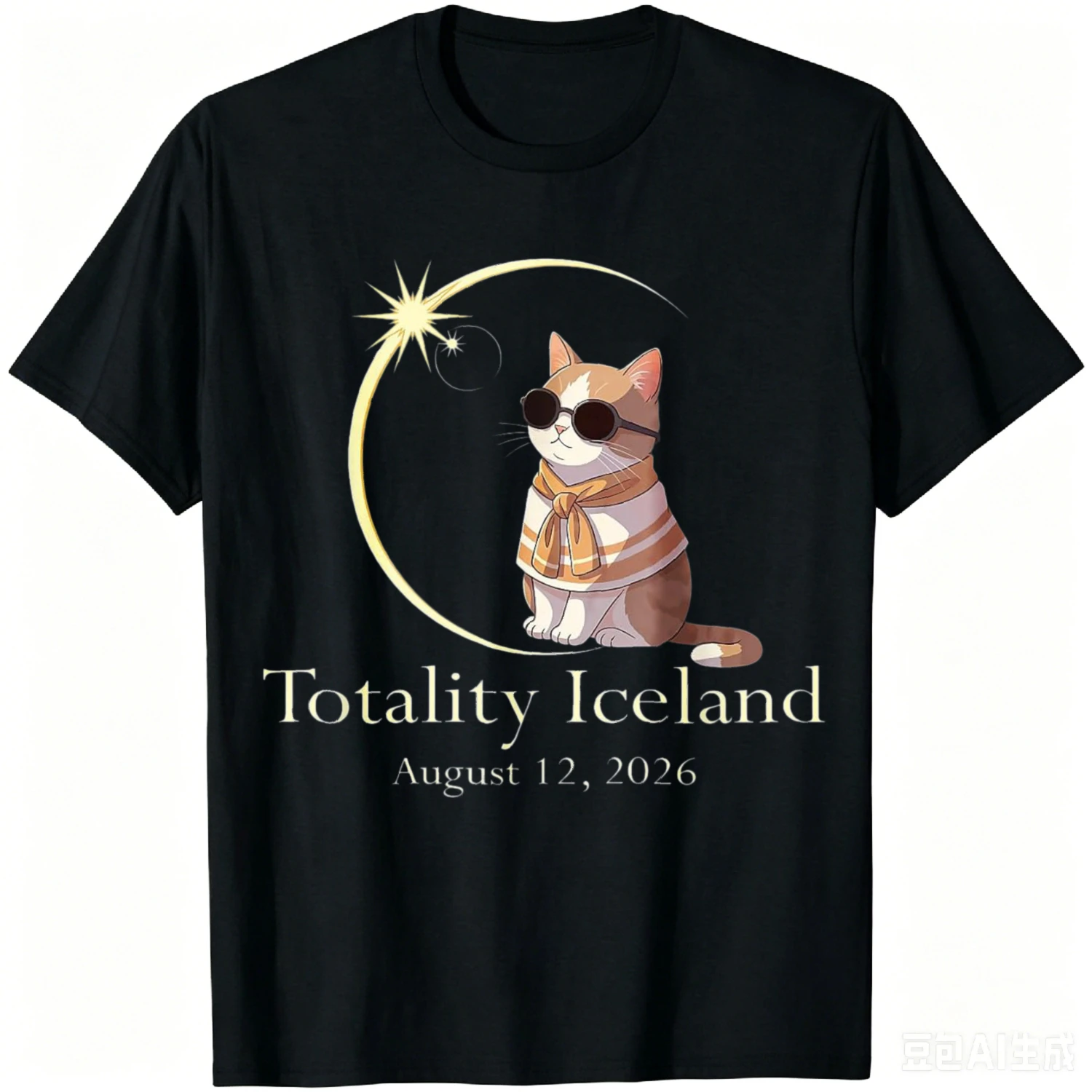 Totality Iceland Eclipse Cat Minimalist Astronomy T-Shirt Unisex Summer Streetwear Tops Casual Cotton Graphic T Shirts