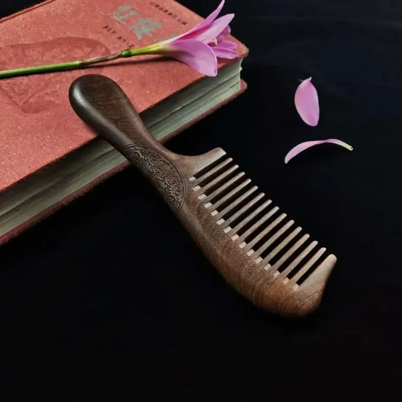 Wooden Comb Natural Handmade Comb, Fine Tooth Sandalwood Comb for Wavy Hair,Thick Hair, Thin Hair, Straight Hair, No Static