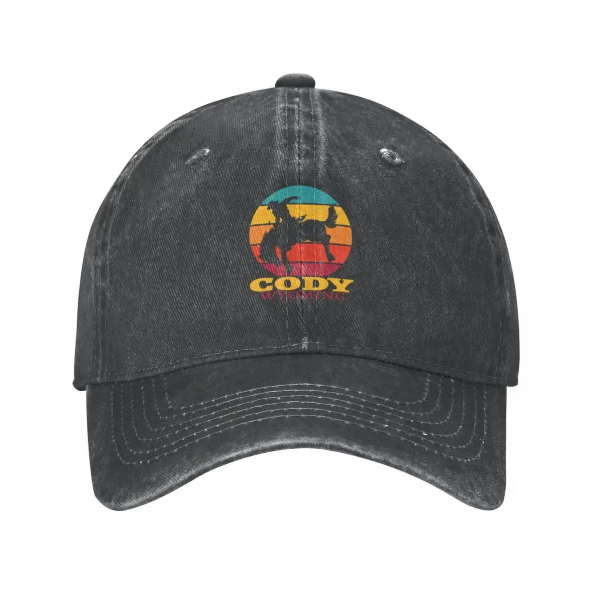 Retro Rodeo Cody Wyoming Bucking Horse Vintage Retro Style Cowboy Hat Beach Bag beach hat Snapback Cap For Man Women's