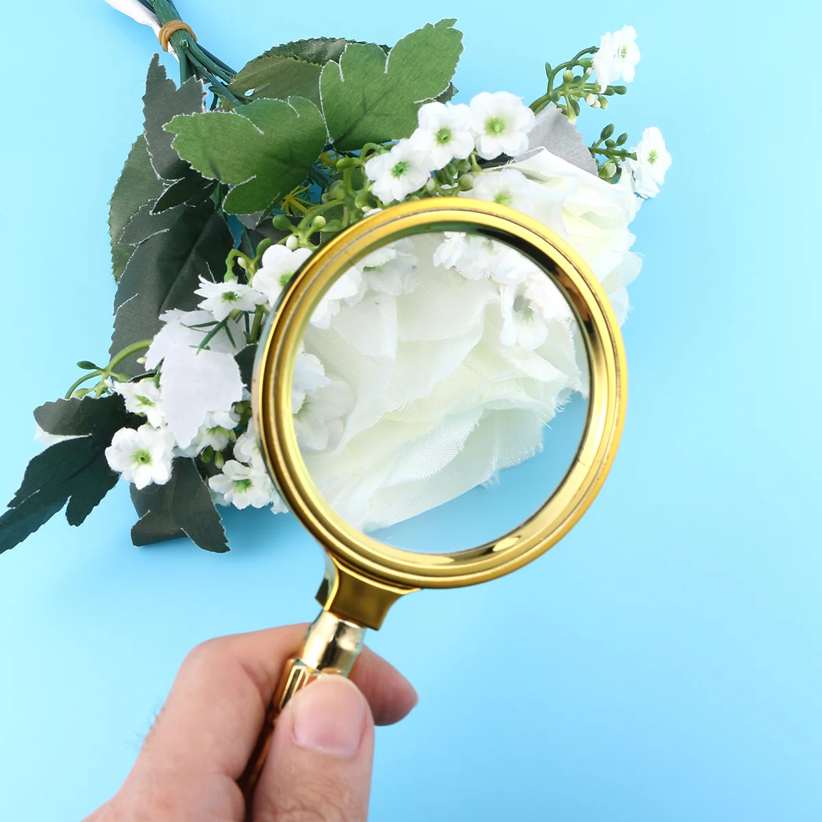 

Handheld 80mm Vintage Gold Plated Magnifier Durable Non-Slip Handle for Reading Newspapers Books Maps Portable Magnifying Glass