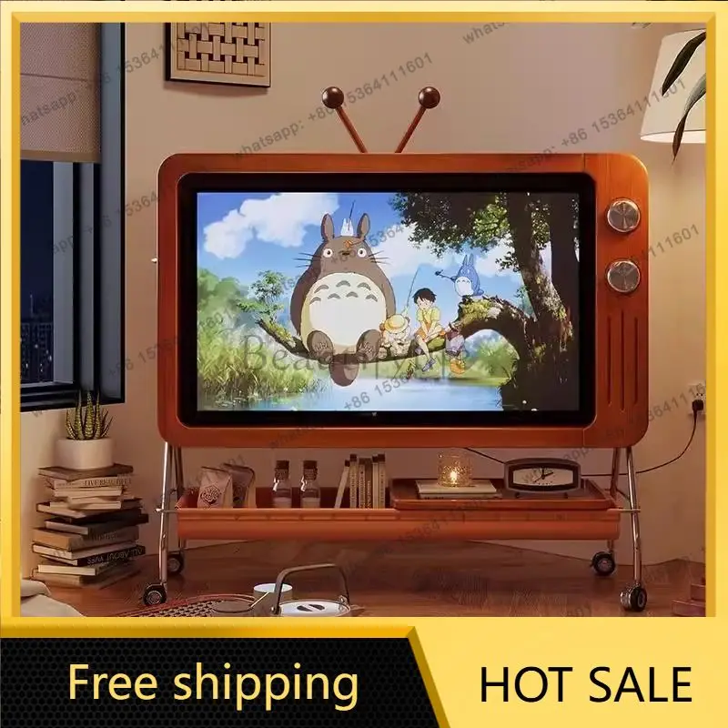 Factory Direct Sales Medieval Style Mobile TV Cabinet with Roller Solid Wood TV Stand Nordic Style