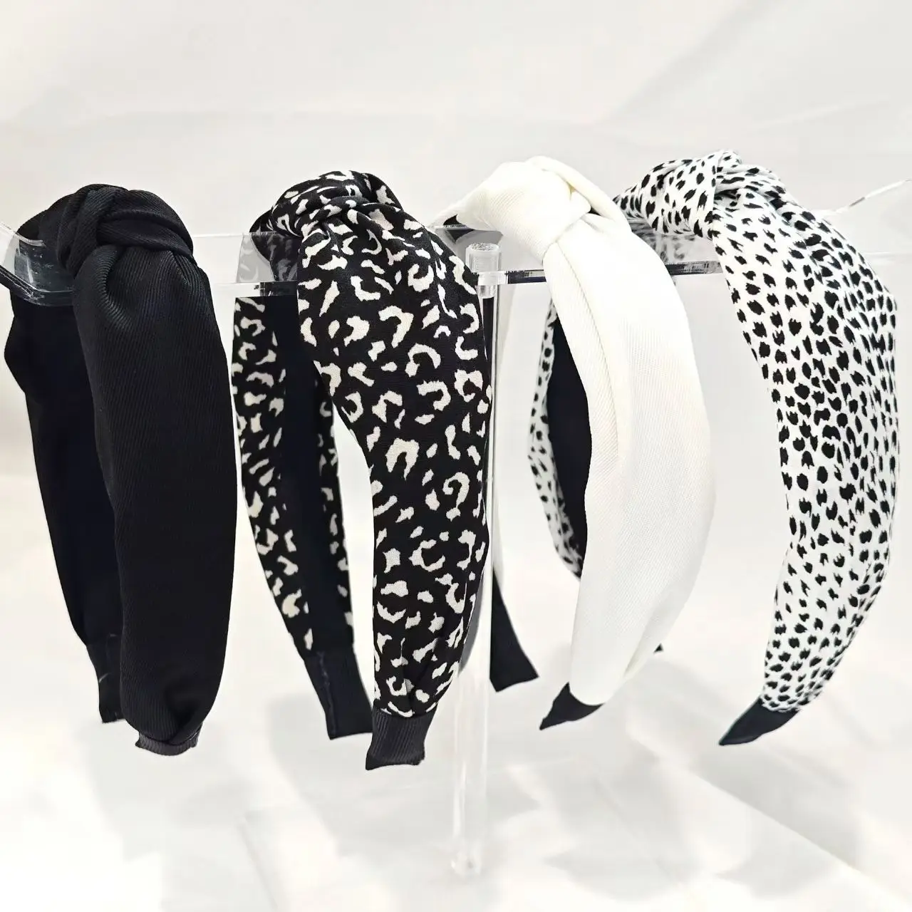1PC Retro Haarbänder Damen Neue Kreuz Grenze Breite Kante Stirnband Aus Leopard Schwarz Abteilung Knoten Crimp Haarbänder – Detail 7
