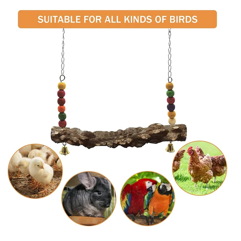 

A29M-4 Pack Chicken Bird Swing,Natural Wooden Swing Toys,Wood Stand For Chick,Safe Chicken Coop Accessories For Bird,Parrot