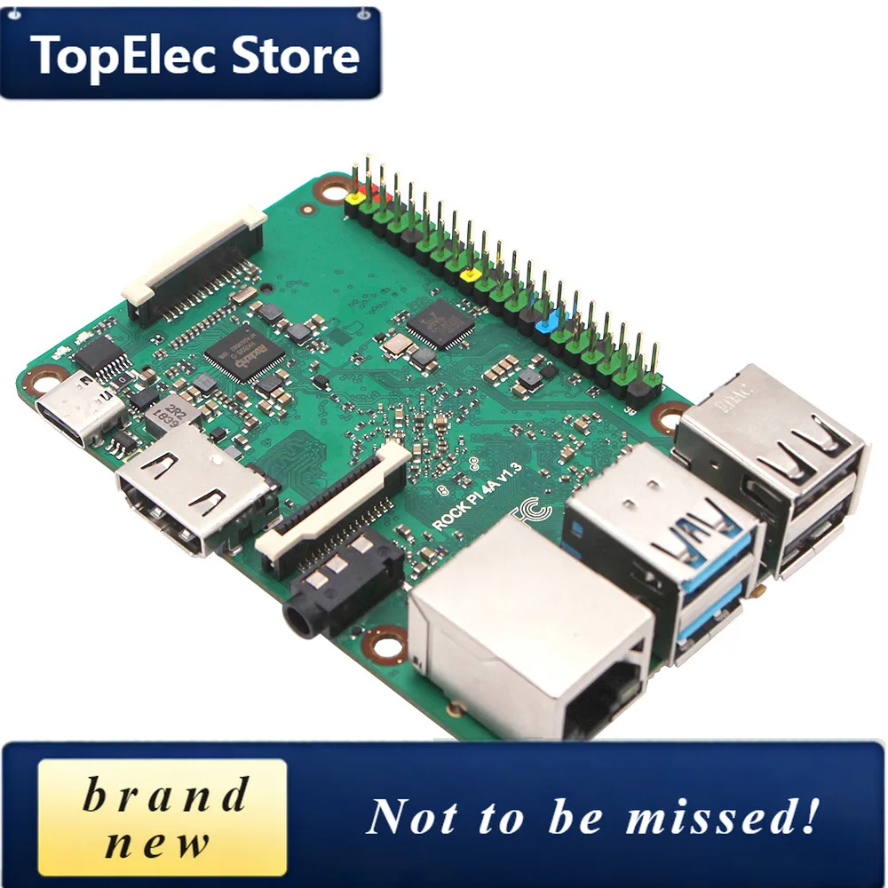 TopElec ROCK PI 4A V1.4 Rockchip Board Cortex Six Core SBC/Single Computer Compatible With Official Raspberry Display