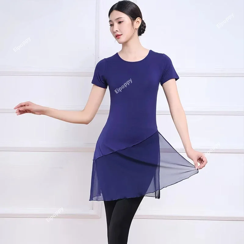 Adult Oriental Latin Belly Dance Outfit Mesh Stitching Top And Pants Set Modern Classical Dance Practice Clothes for Ladies