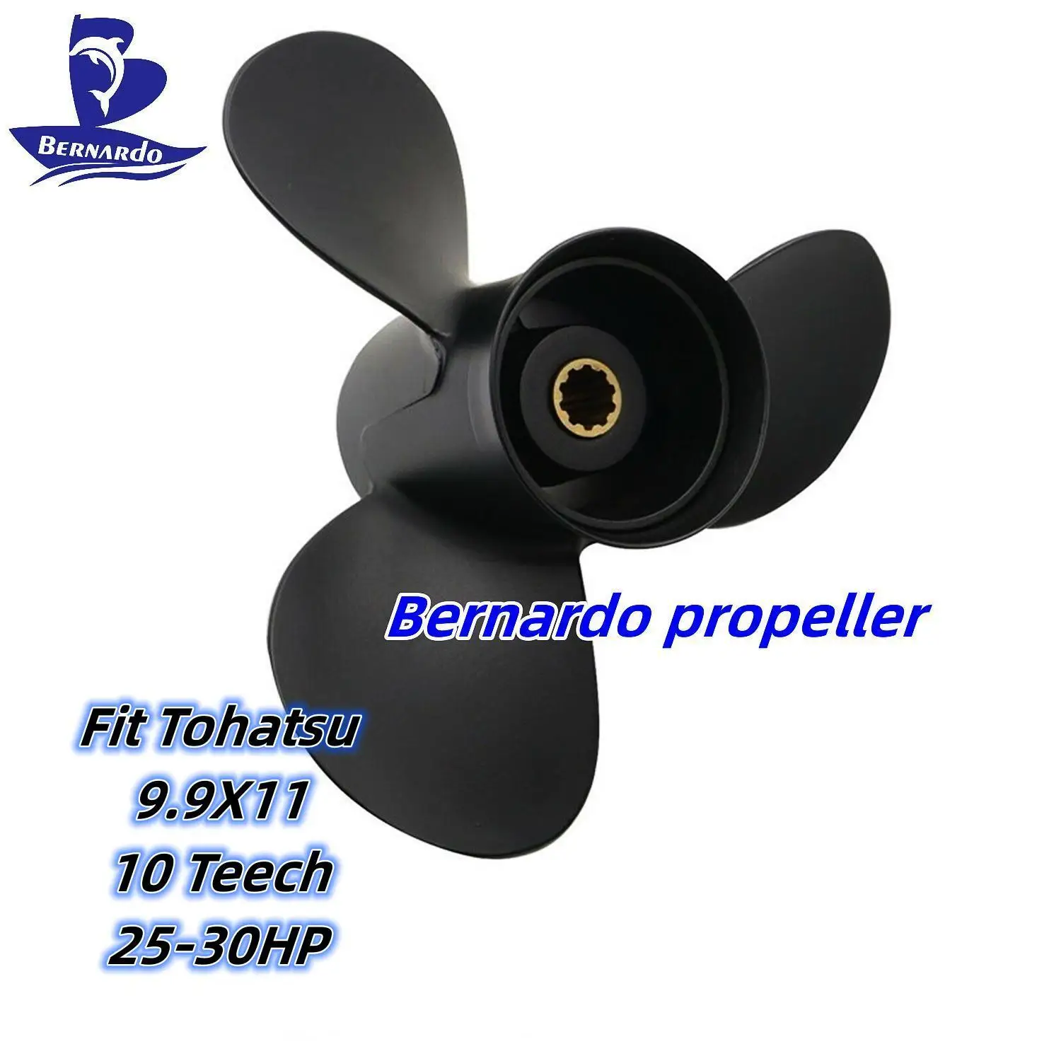 Bernardo Boat Propeller 9.9x11 Fit Tohatsu Mariner Outboard Engines 25 HP 30 HP Motor Aluminum Screw 3 Blade 10 Tooth Spline