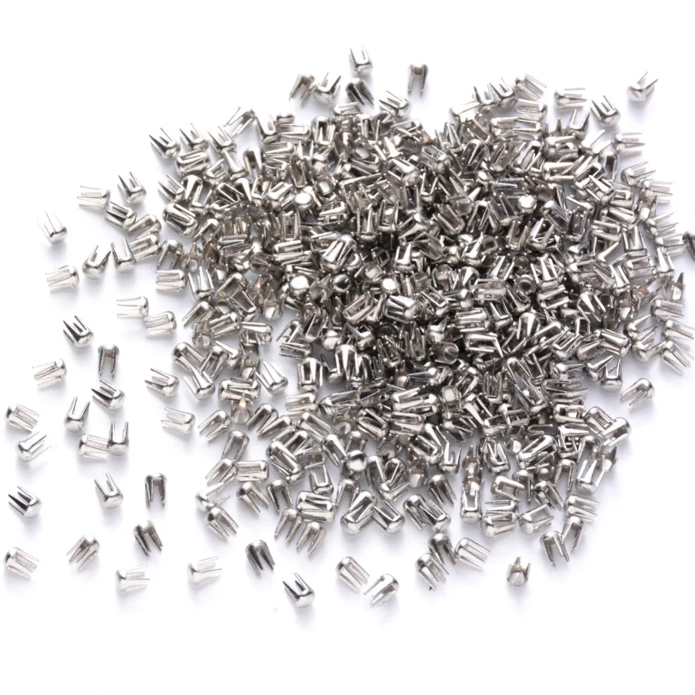 Steel Four Claw Nail for Beading Machine Stainless Steel Color 3x2mm about 1800pcs/40g