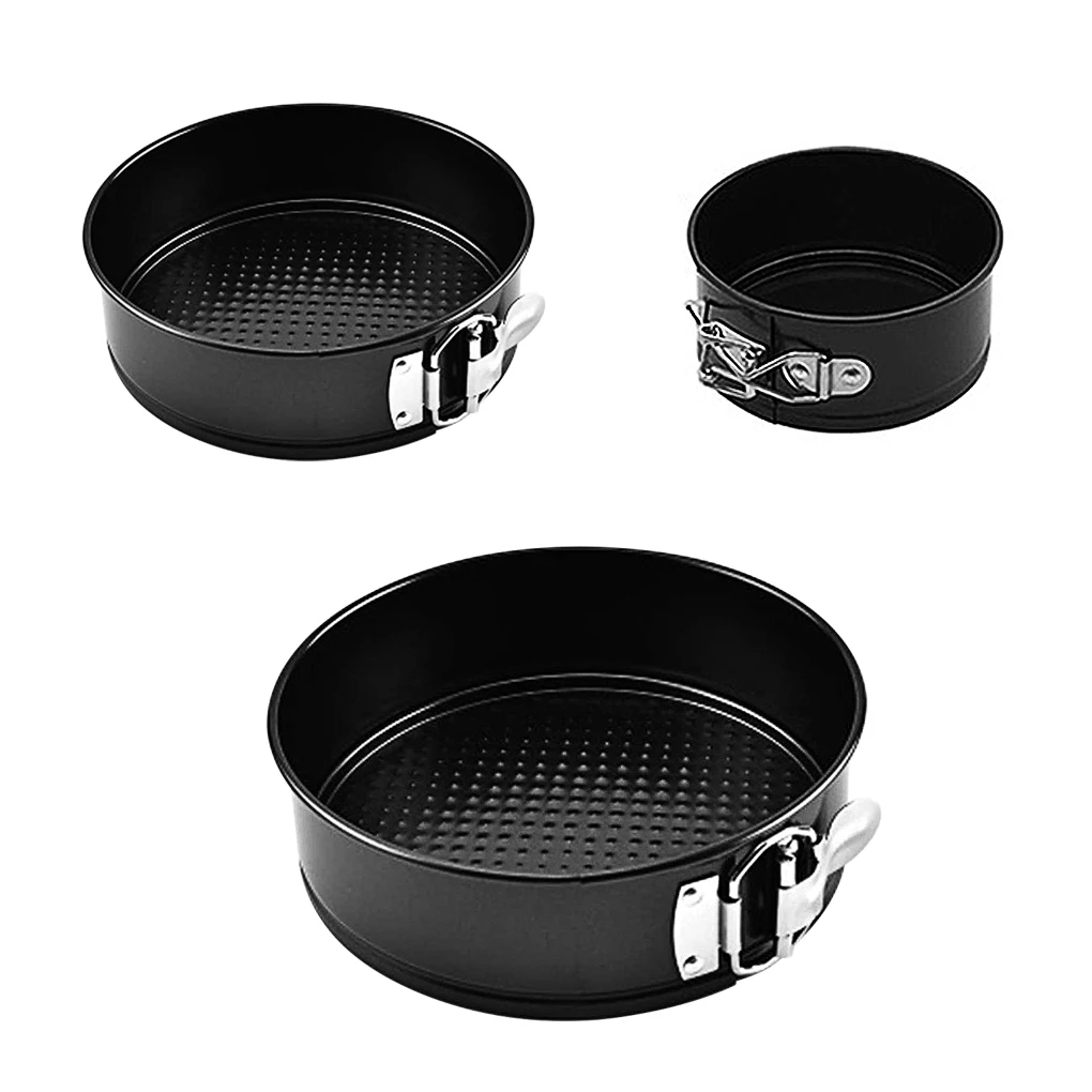 

3 шт./компл., форма для торта из углеродистой стали, пряжка, антипригарное противень для выпечки, форма для выпечки «сделай сам», поднос для формы для выпечки, кухонные принадлежности