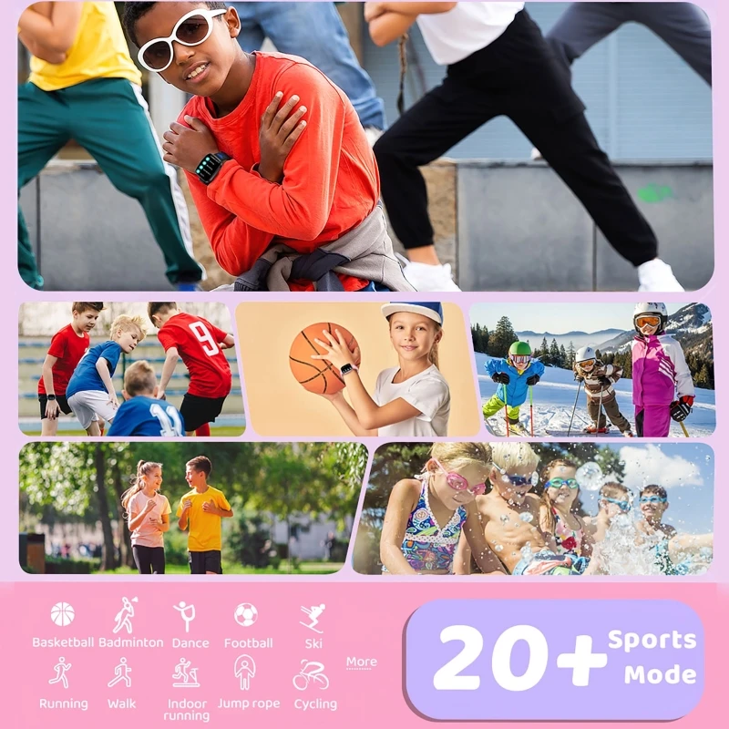 ساعة ذكية للأطفال، مراقبة الصحة الذكية للأطفال، معدل ضربات القلب، الأكسجين في الدم، ساعة رياضية، مكالمة بلوتوث، سوار من السيليكون